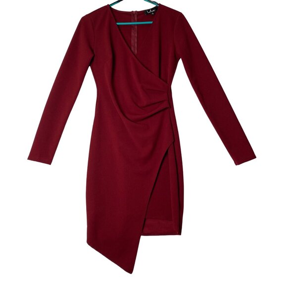 Lulus Dress Women Size M Love Me Completely Bodycon Deep Red Asymmetrical Hem - Picture 2 of 11